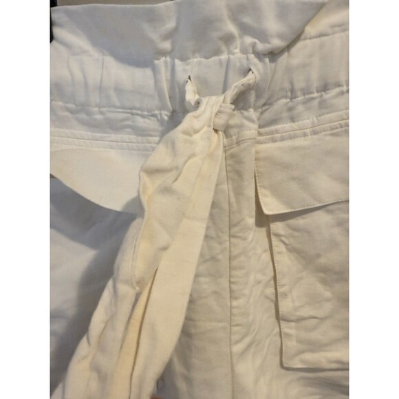 ZARA Size XS Womens Linen Blend Elastic Waist Ruffle‎ Shorts In Ivory Cream NWT - Picture 3 of 7